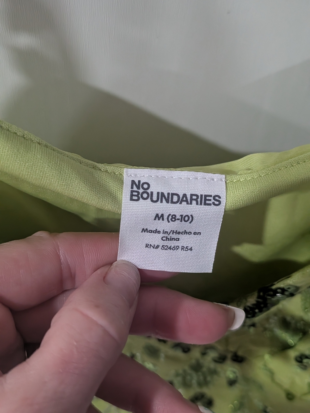 No Boundaries Lime Green Beaded Cami Crop Top - Picture 3 of 3
